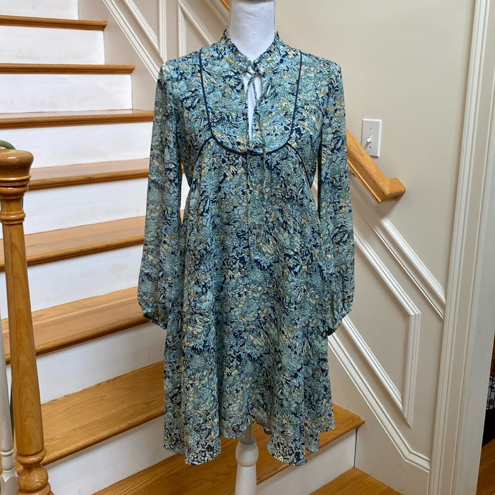 MAJE floral print crepe de chine dress size S NWT